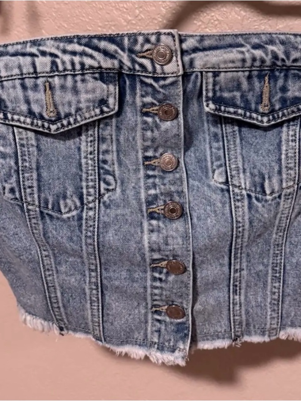 Light Blue Distressed Denim Label Detail